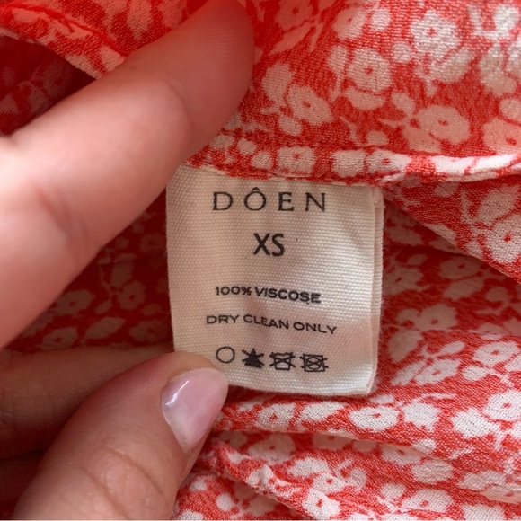 Doen Sonia Crepe Viscose V Neck A Line Midi Slip Dress Orange Hillside Bloom - Picture 10 of 12